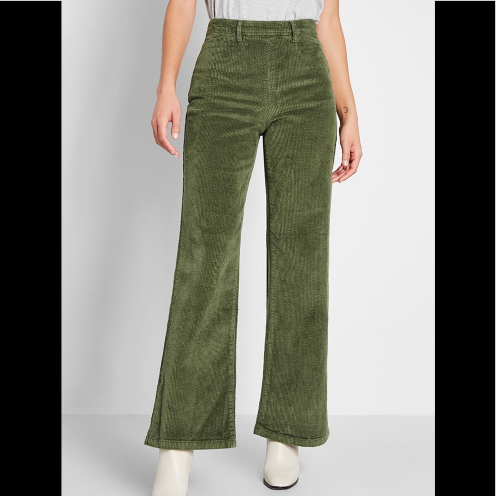 J.Crew Olive Green Corduroys Wide Leg